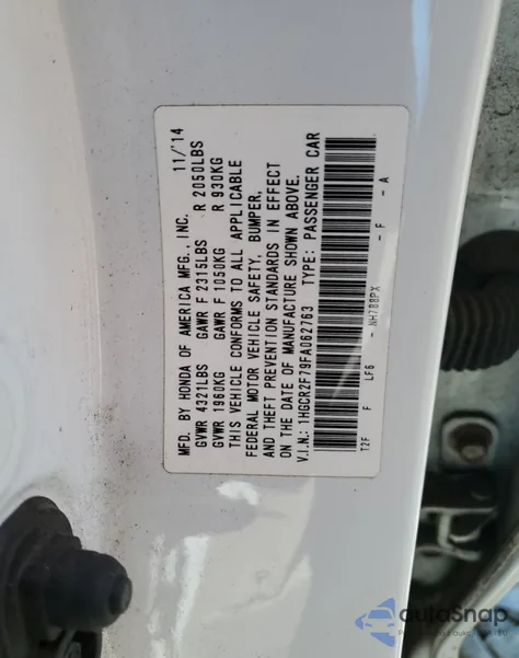 2015 Honda Accord Ex z USA, uszkodzony, nr VIN 1HGCR2F79FA062763